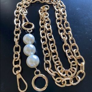 New gold chain replacement in gold + pearls 120cm